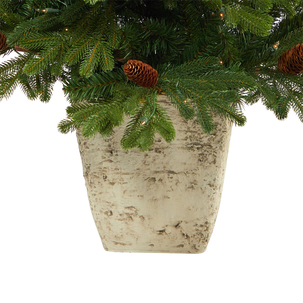 4' Yukon Mountain Fir Artificial Christmas Tree w/ 100 Clear Lights, Pine Cones