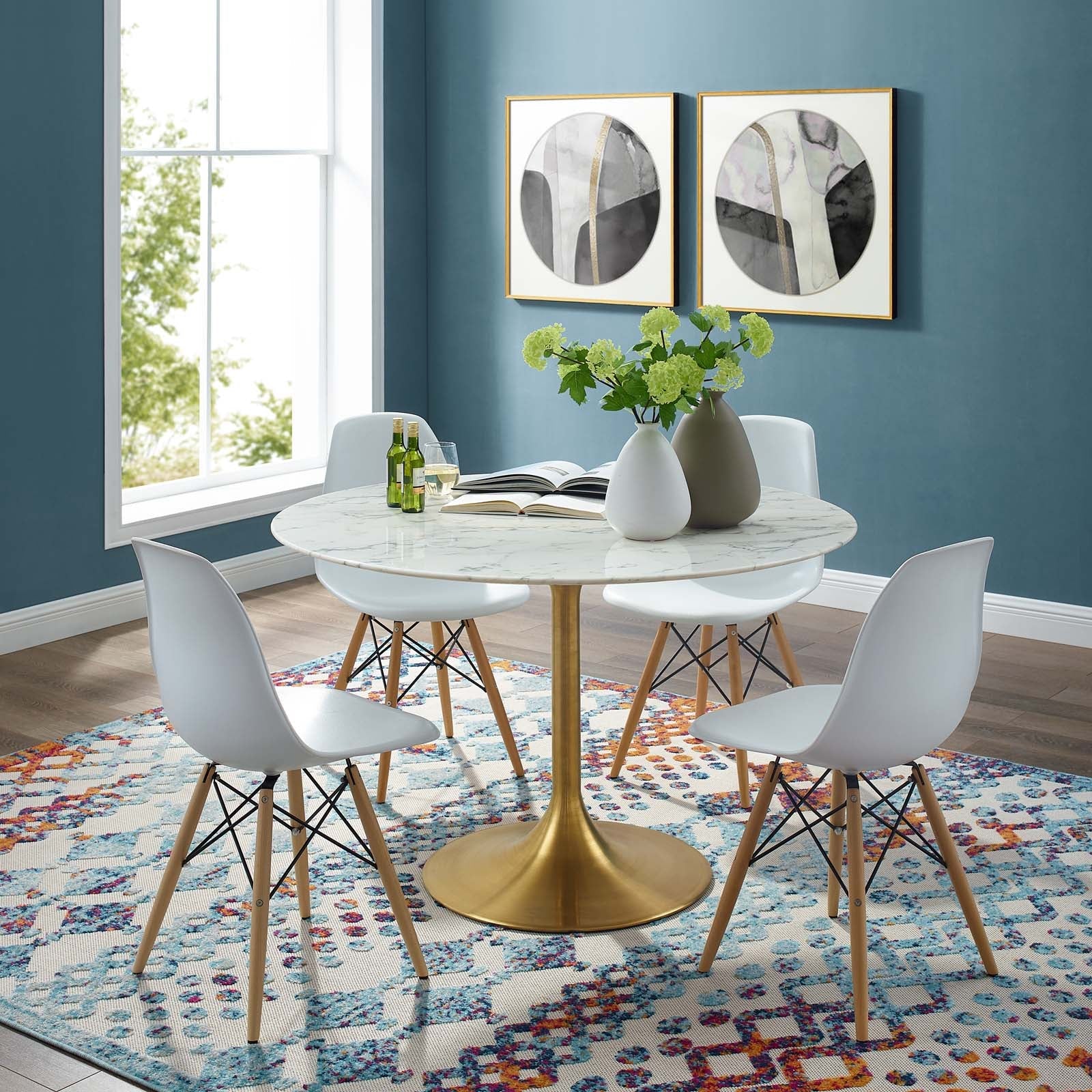 Lippa 48" Round Faux Marble Dining Table by Modway