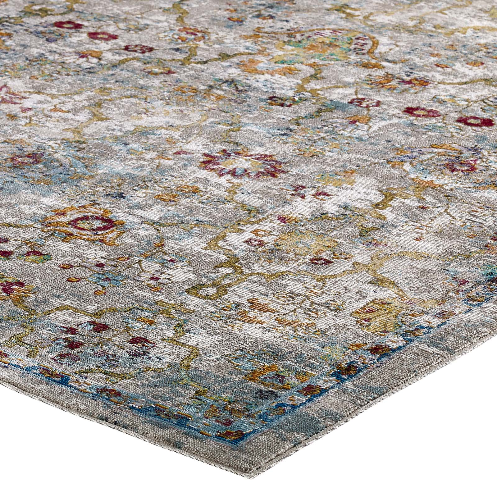 Success Manuka Distressed Vintage Floral Lattice 4x6 Area Rug by Modway