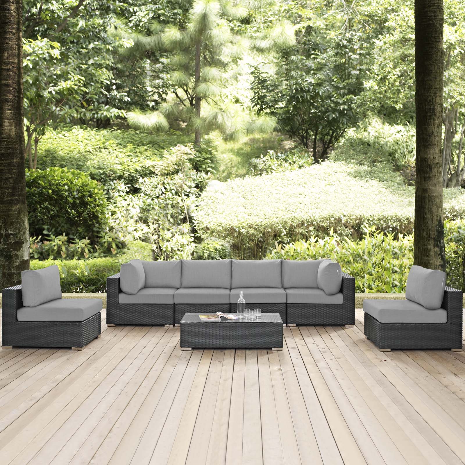 Sojourn 7 Piece Outdoor Patio Sunbrella¨ Sectional Set by Modway