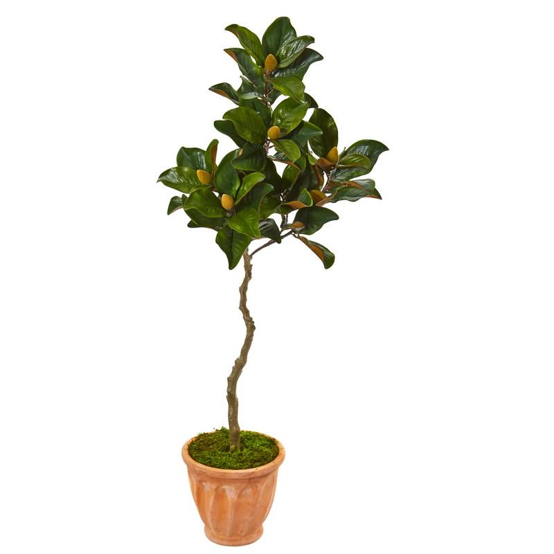 56"  Magnolia Artificial Tree in Orange Planter