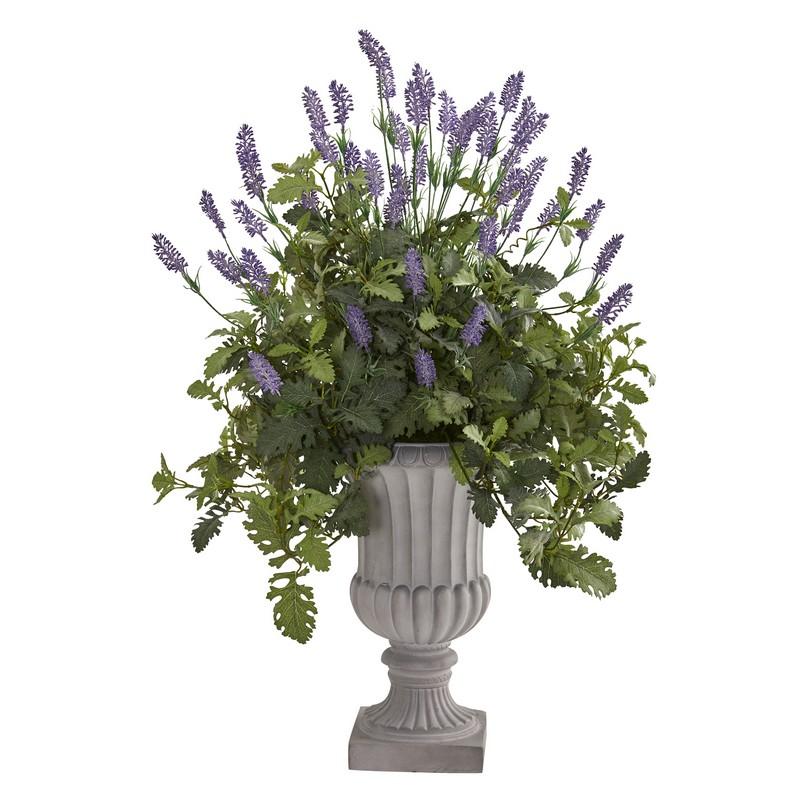 35"  Lavender and Dusty Miller Artificial Plant in Urn