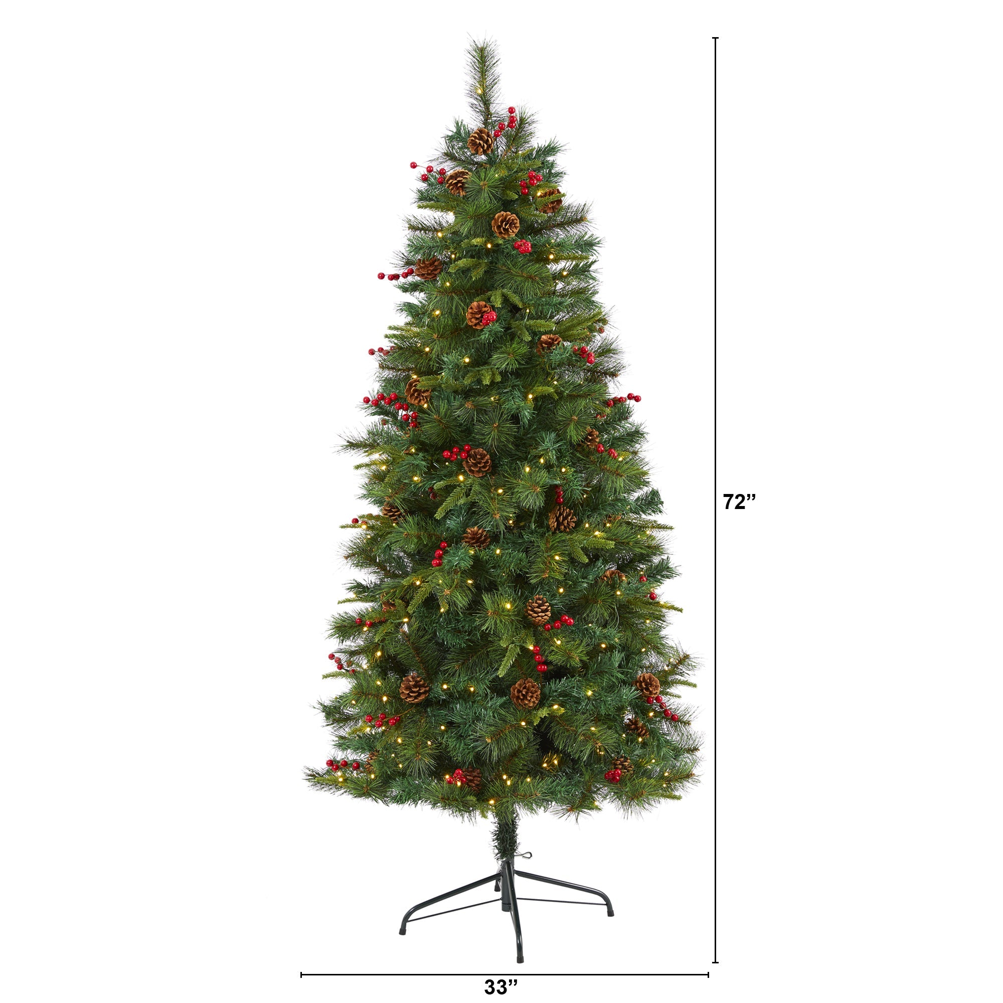 6' Mixed Pine Artificial Christmas Tree w/ 250 Clear LED Lights