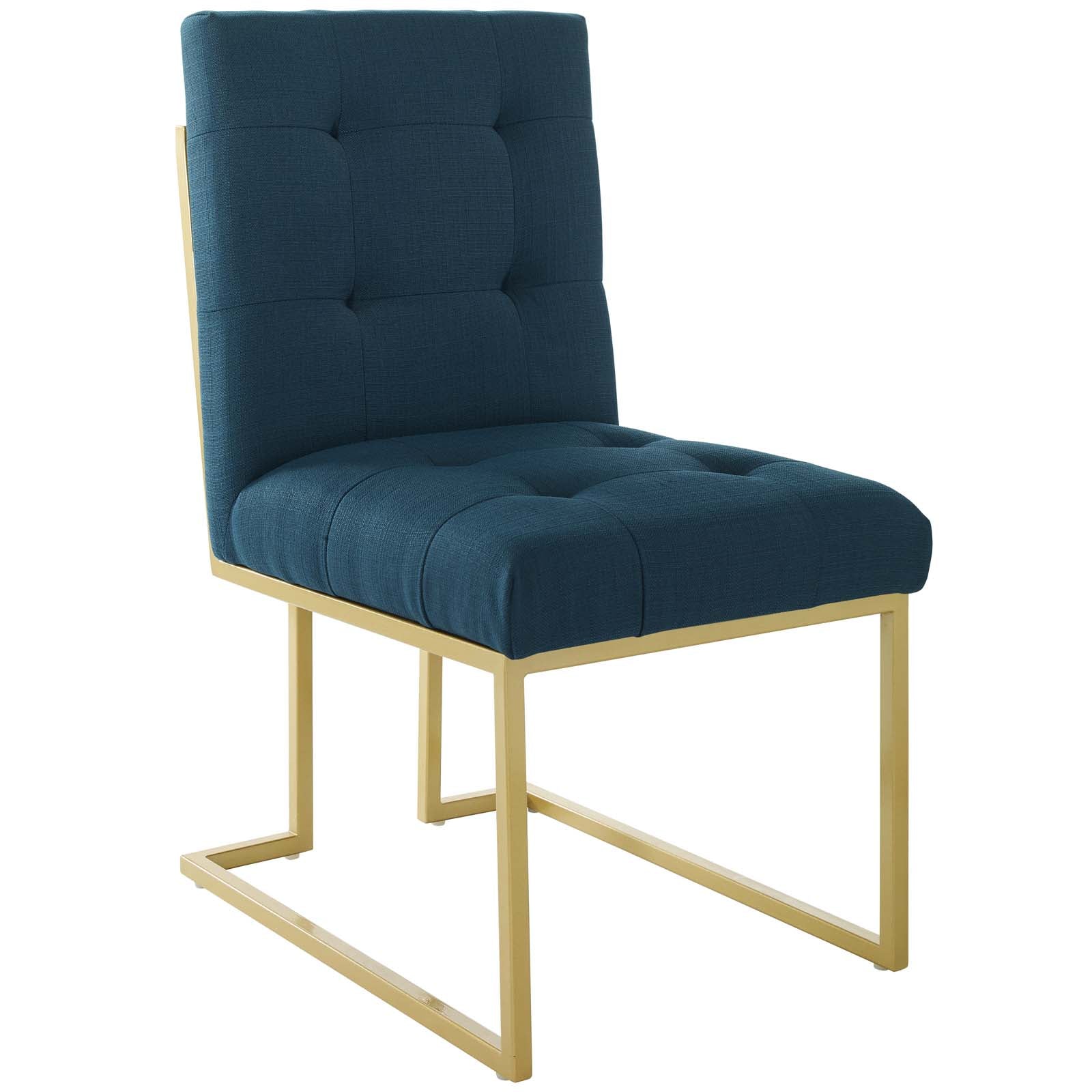 Privy Gold Stainless Steel Upholstered Fabric Dining Accent Chair by Modway