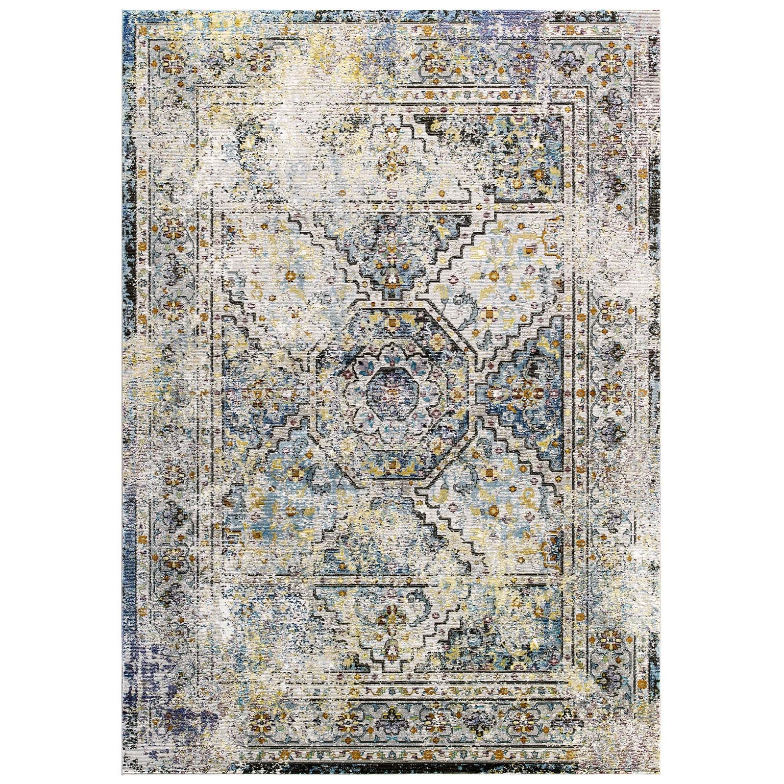 Success Jacinda Distressed Vintage Floral Vintage Medallion 4x6 Area Rug by Modway