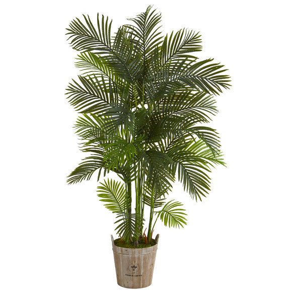 75" Areca Palm Artificial Tree in Farmhouse Planter