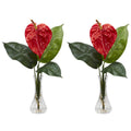 Anthurium w/Bud Vase Silk Flower Arrangement (Set of 2)