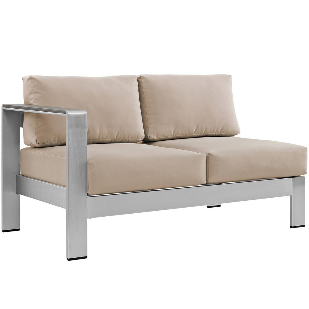 Shore Left-Arm Corner Sectional Outdoor Patio Aluminum Loveseat by Modway