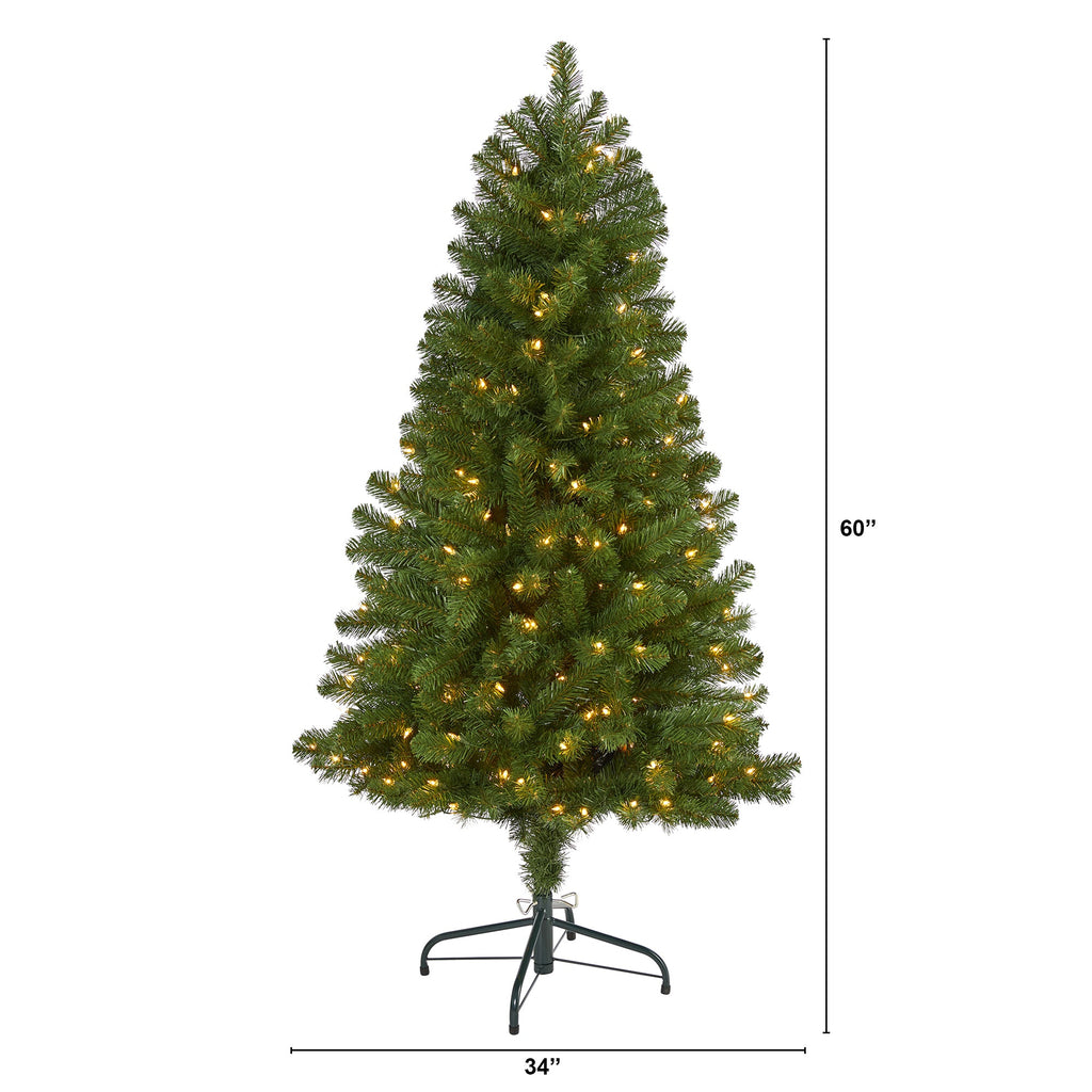 5' Virginia Fir Artificial Christmas Tree w 200 Clear Lights