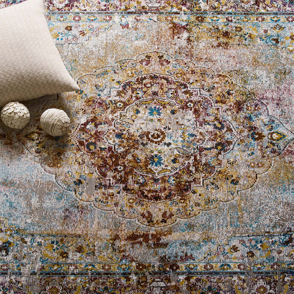 Success Merritt Transitional Distressed Floral Vintage Medallion 4x6 Area Rug by Modway