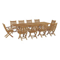 Marina 11 Piece Outdoor Patio Teak Dining Set by Modway