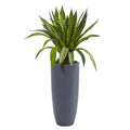 34"  Sansevieria Artificial Plant in Gray Planter