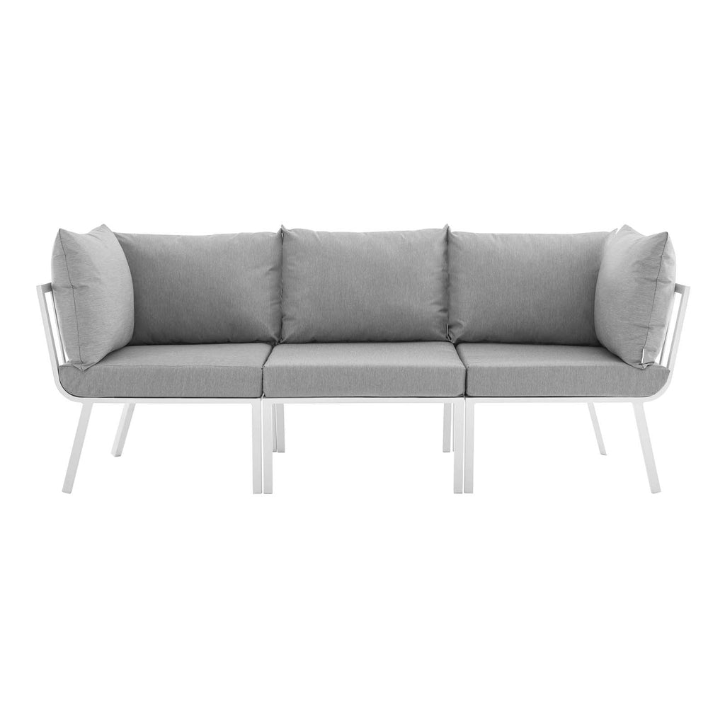Riverside 3 Piece Outdoor Patio Aluminum Sectional Sofa Set by Modway