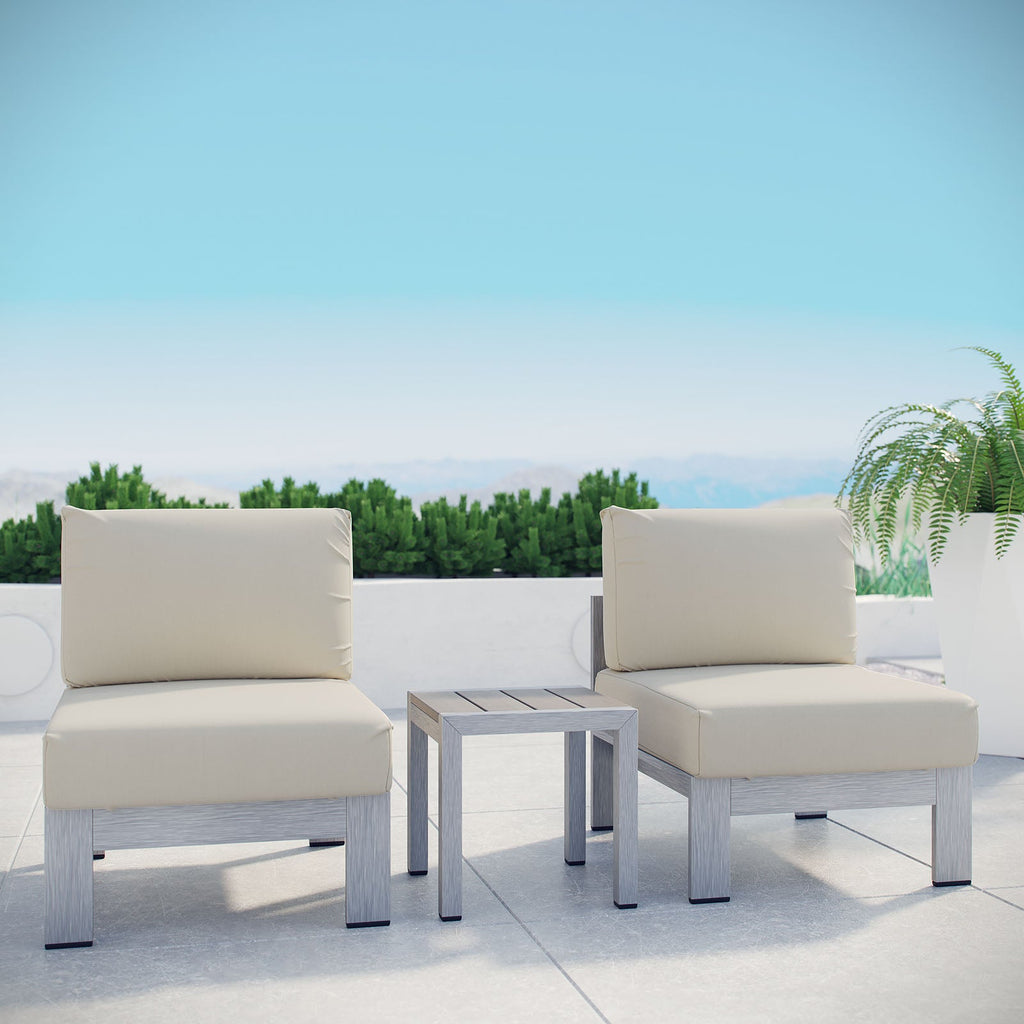 Shore 3 Piece Outdoor Patio Aluminum Sectional Sofa Set by Modway