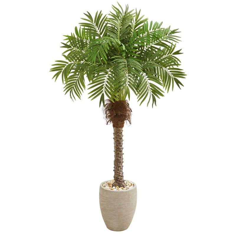 63"  Robellini Palm Artificial Tree in Sandstone Planter