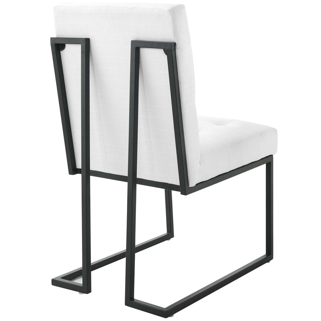 Privy Black Stainless Steel Upholstered Fabric Dining Chair by Modway