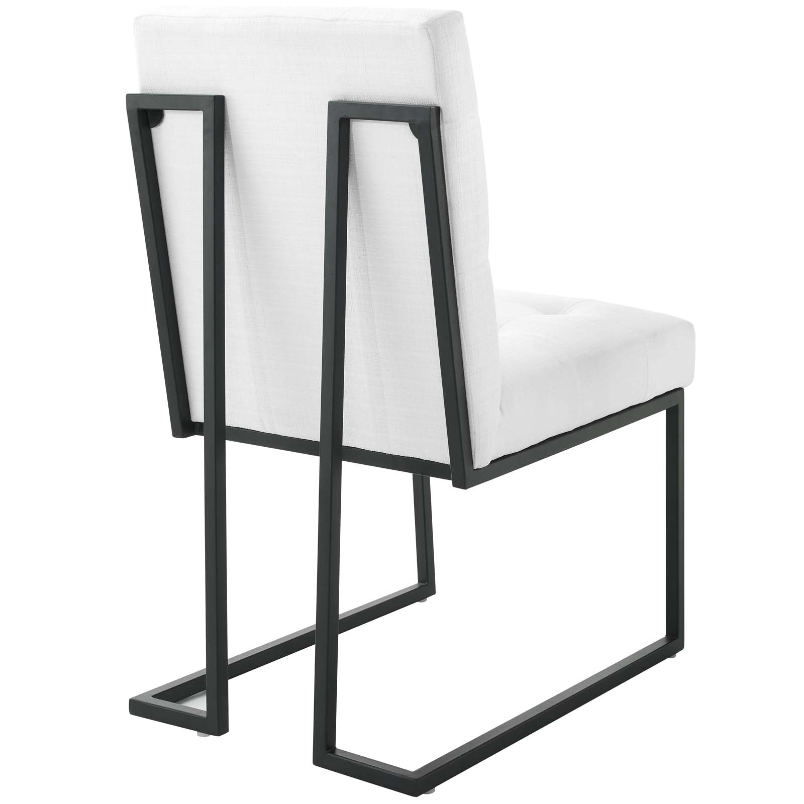 Privy Black Stainless Steel Upholstered Fabric Dining Chair by Modway