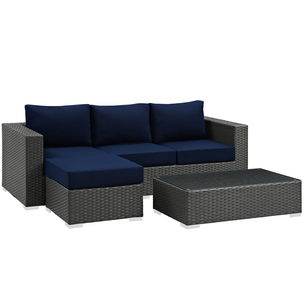 Sojourn 3 Piece Outdoor Patio Sunbrella¨ Sectional Set by Modway