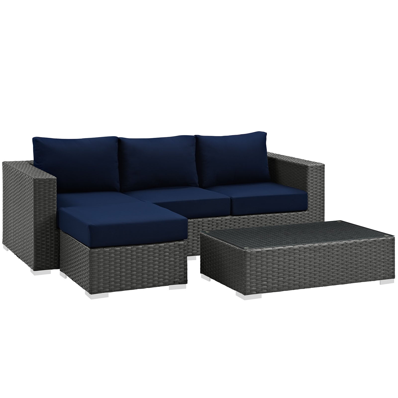 Sojourn 3 Piece Outdoor Patio Sunbrella¨ Sectional Set by Modway