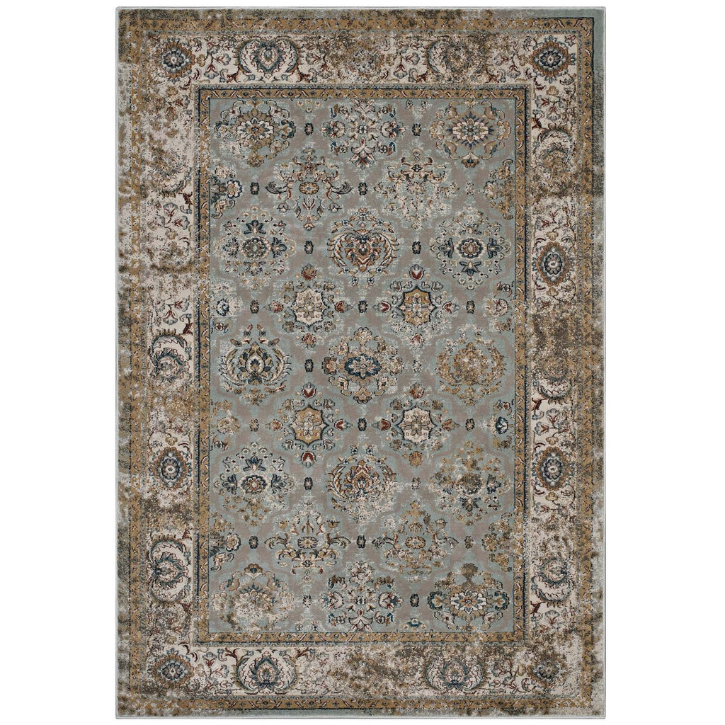 Hisa Distressed Vintage Floral Lattice 5x8 Area Rug by Modway