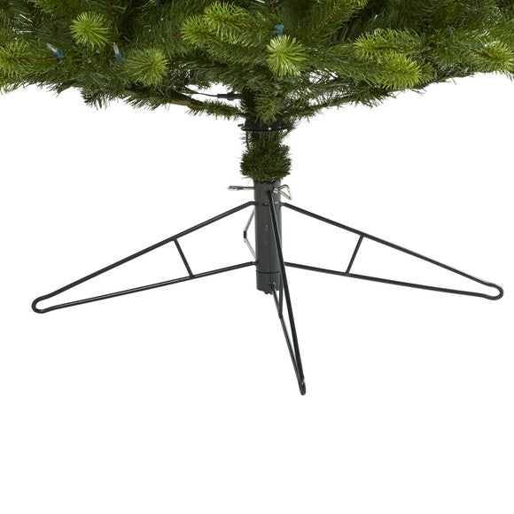 8' Slim Virginia Spruce Artificial Christmas Tree w 600 Warm White LED Lights