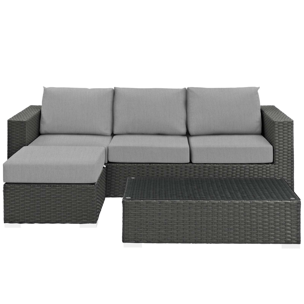 Sojourn 3 Piece Outdoor Patio Sunbrella¨ Sectional Set by Modway