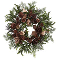 24"  Pine & Pine Cone Wreath w/Burlap Bows