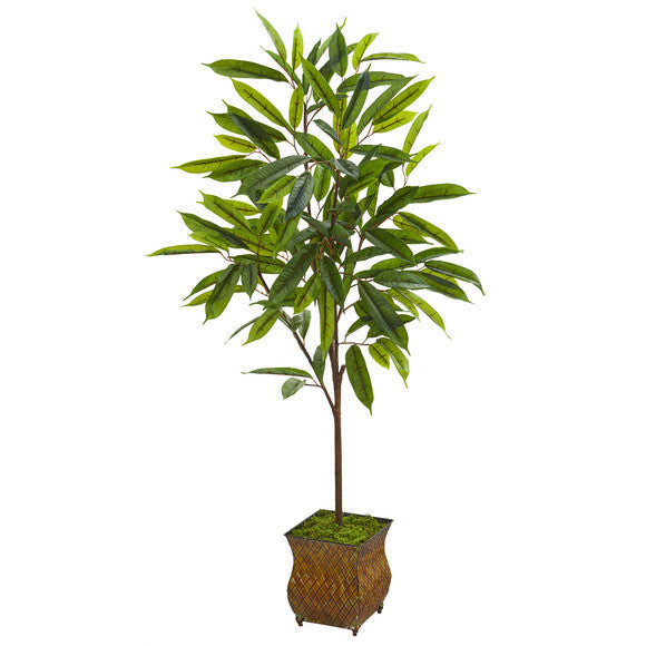 50" Ficus Artificial Plant in Decorative Metal Planter
