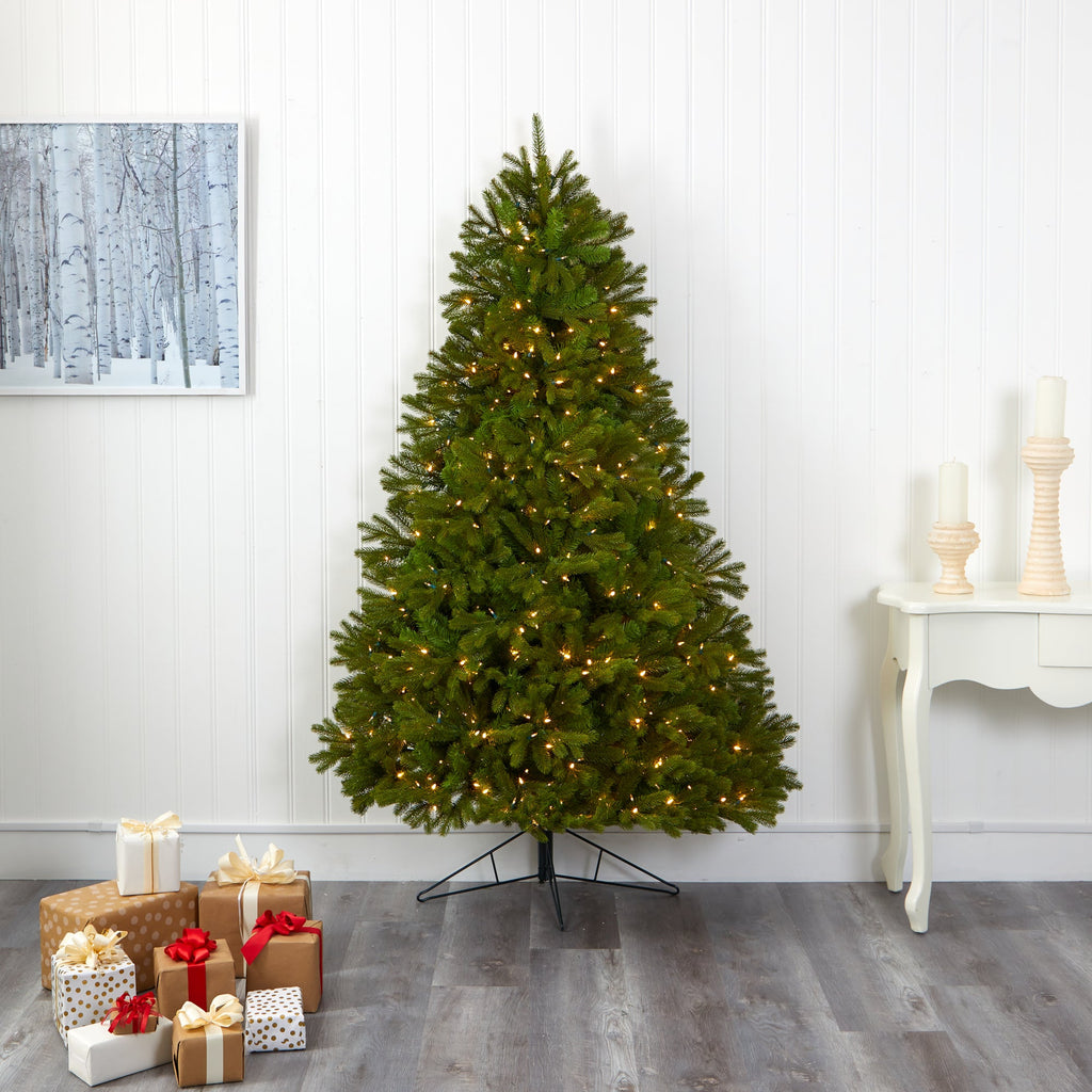 7' Cambridge Spruce Flat Back Artificial Christmas Tree w/ 500 Warm White