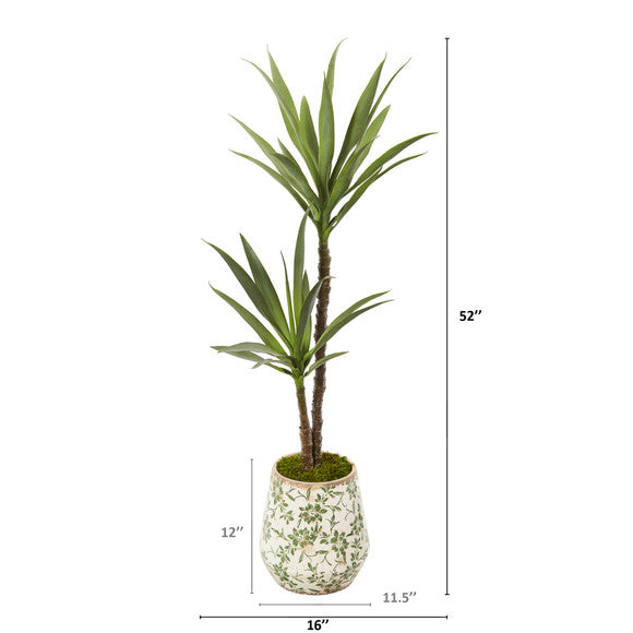 52" Yucca Artificial Plant in Floral Planter