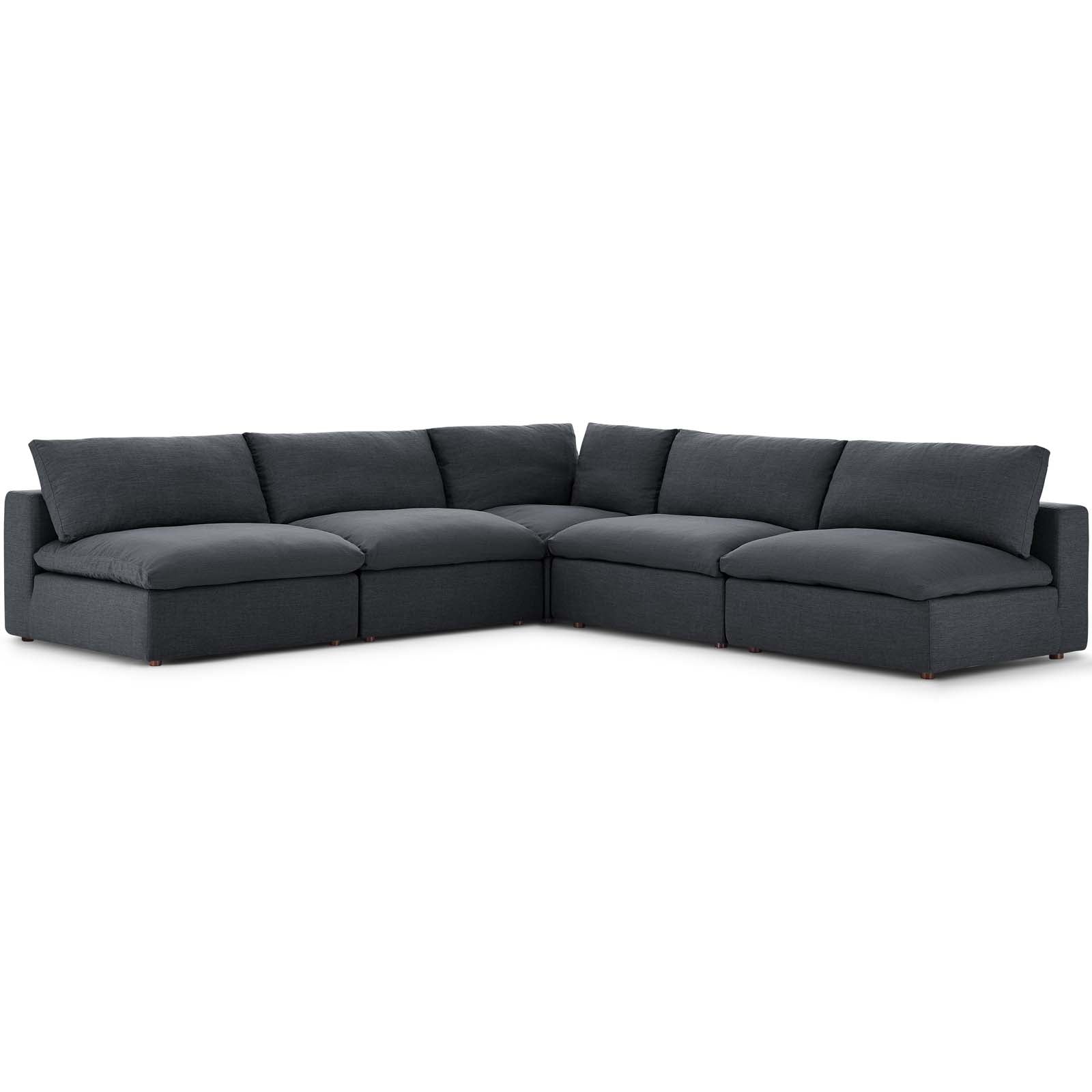 Commix 5-Piece Down Filled Overstuffed Armless Sectional Sofa by Modway