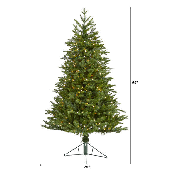 5' Cambridge Fir Artificial Christmas Tree with 300 Clear Warm LED Lights