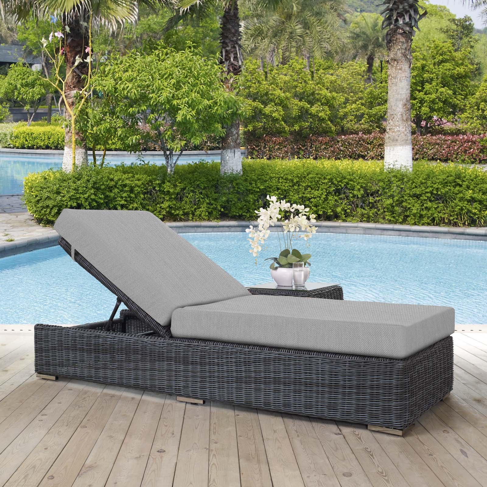 Summon Outdoor Patio Sunbrella¨ Chaise Lounge by Modway