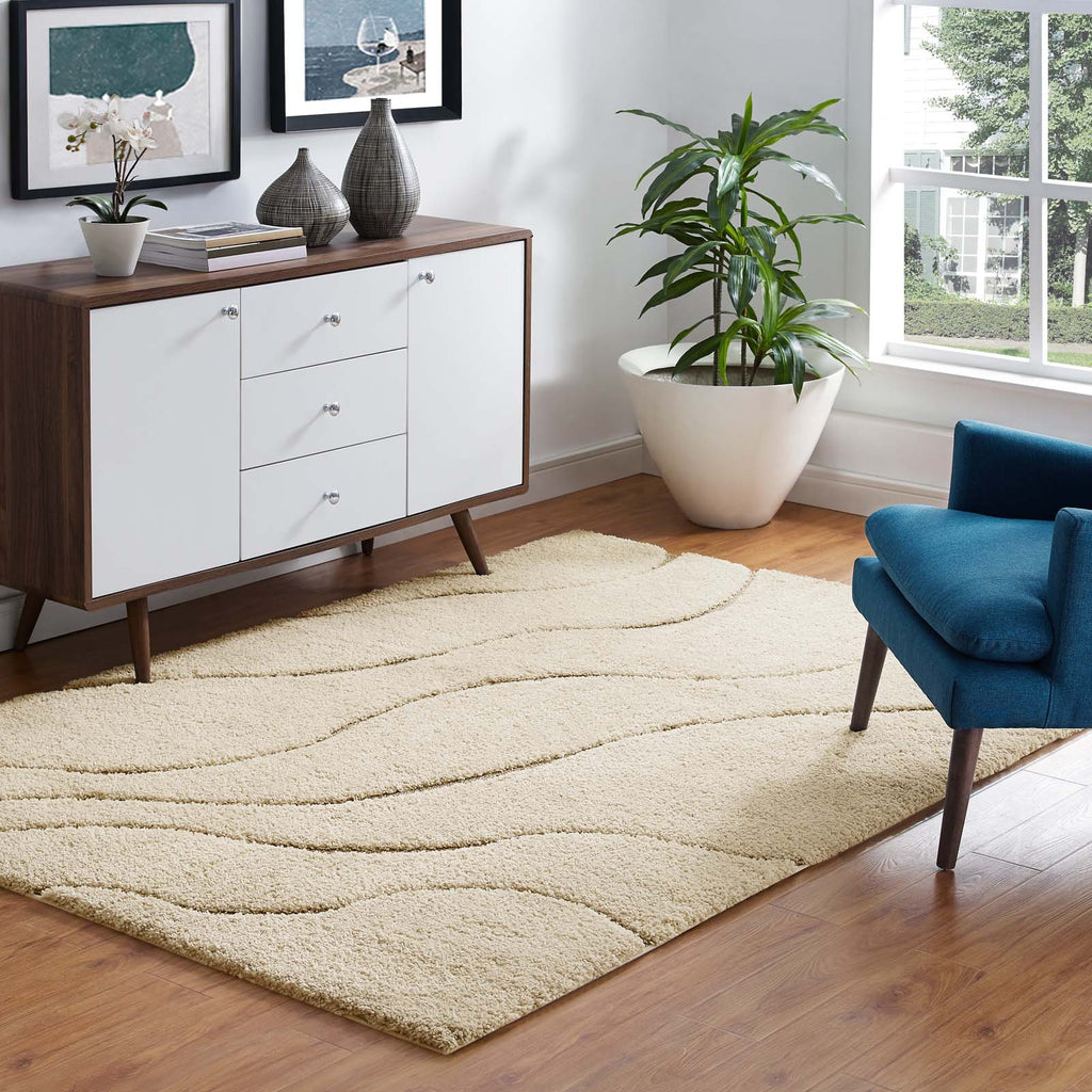 Jubilant Abound Abstract Swirl Shag 5x8 Area Rug by Modway