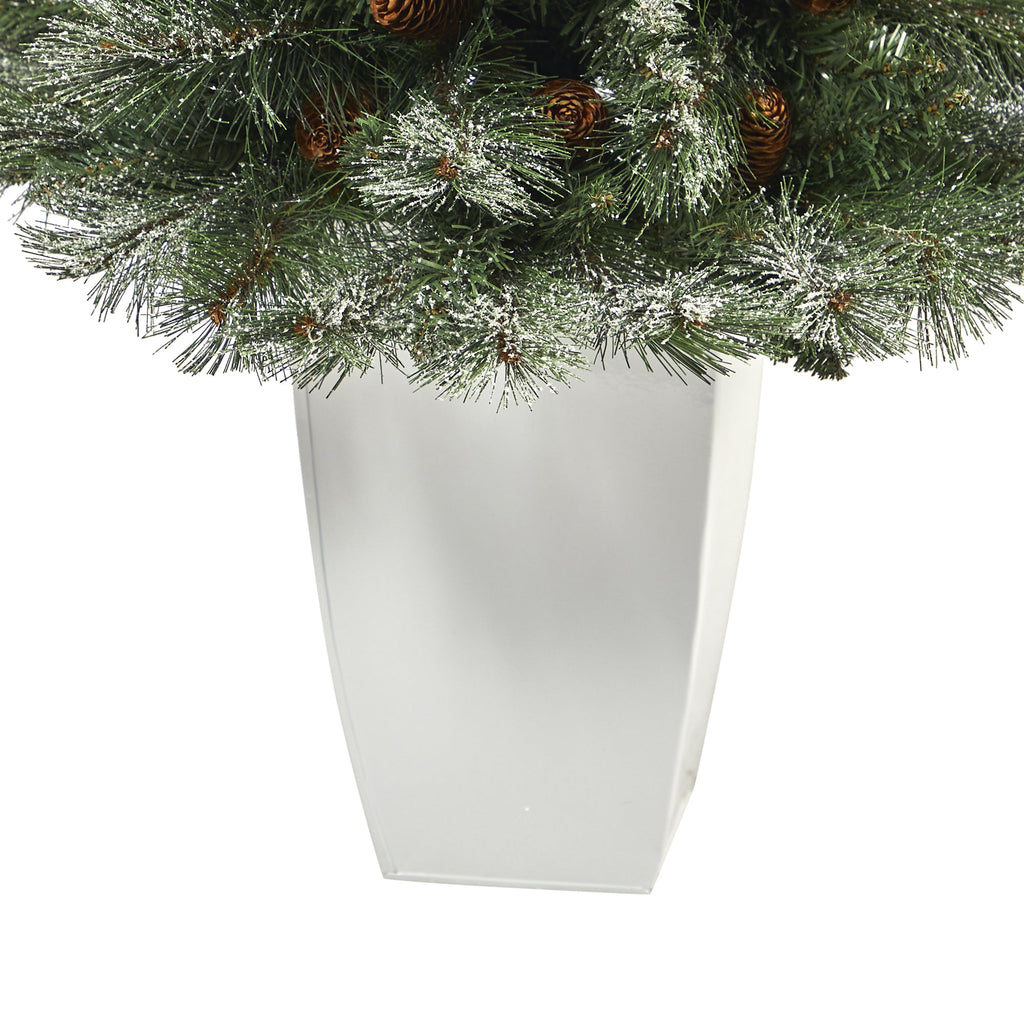 3.5' Snowed French Alps Mountain Pine Artificial Christmas Tree w/ 135 Bendable