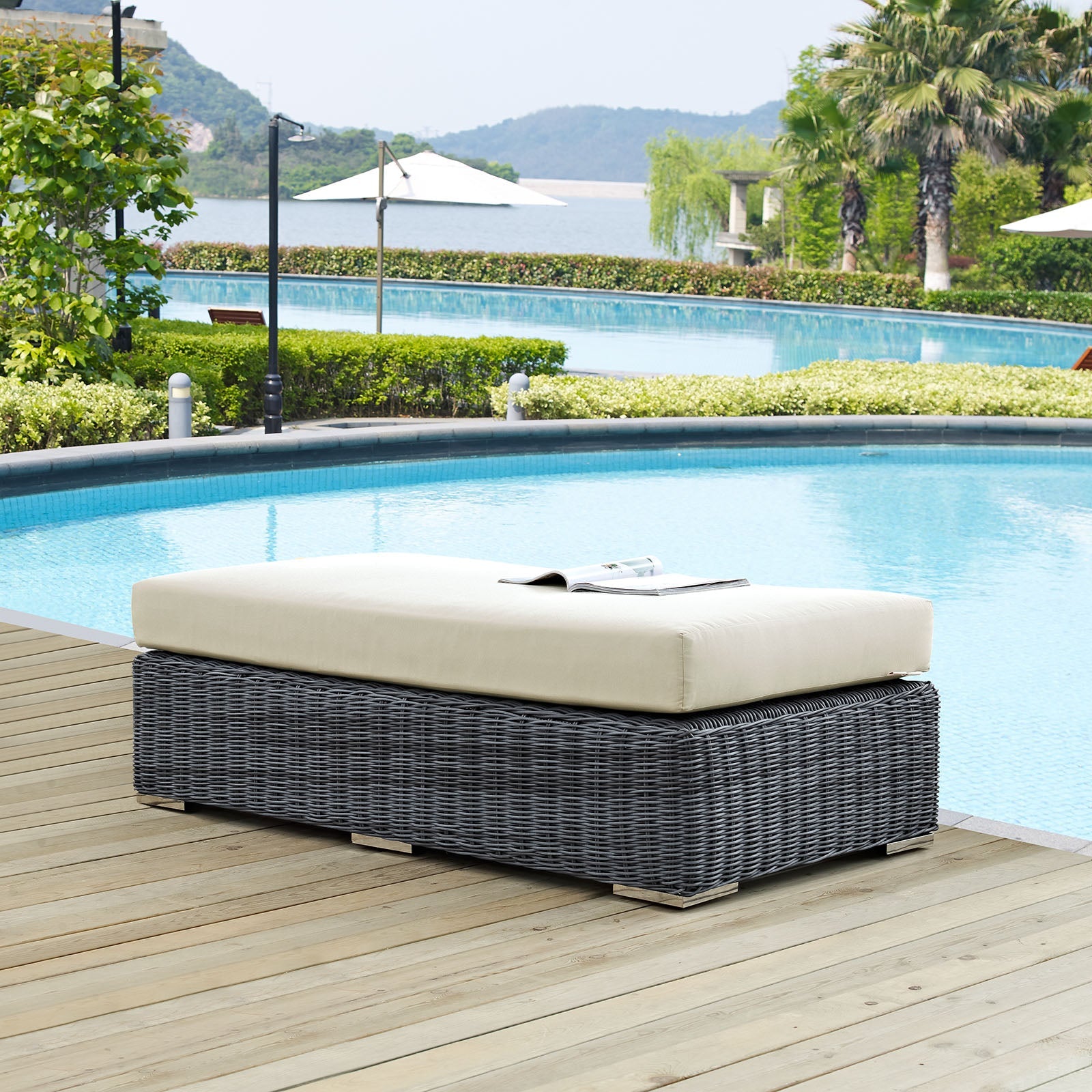 Summon Outdoor Patio Sunbrella¨ Rectangle Ottoman by Modway