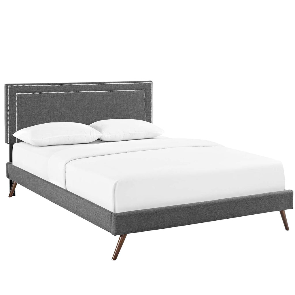 Virginia Fabric Queen Platform Bed with Round Splayed Legs by Modway