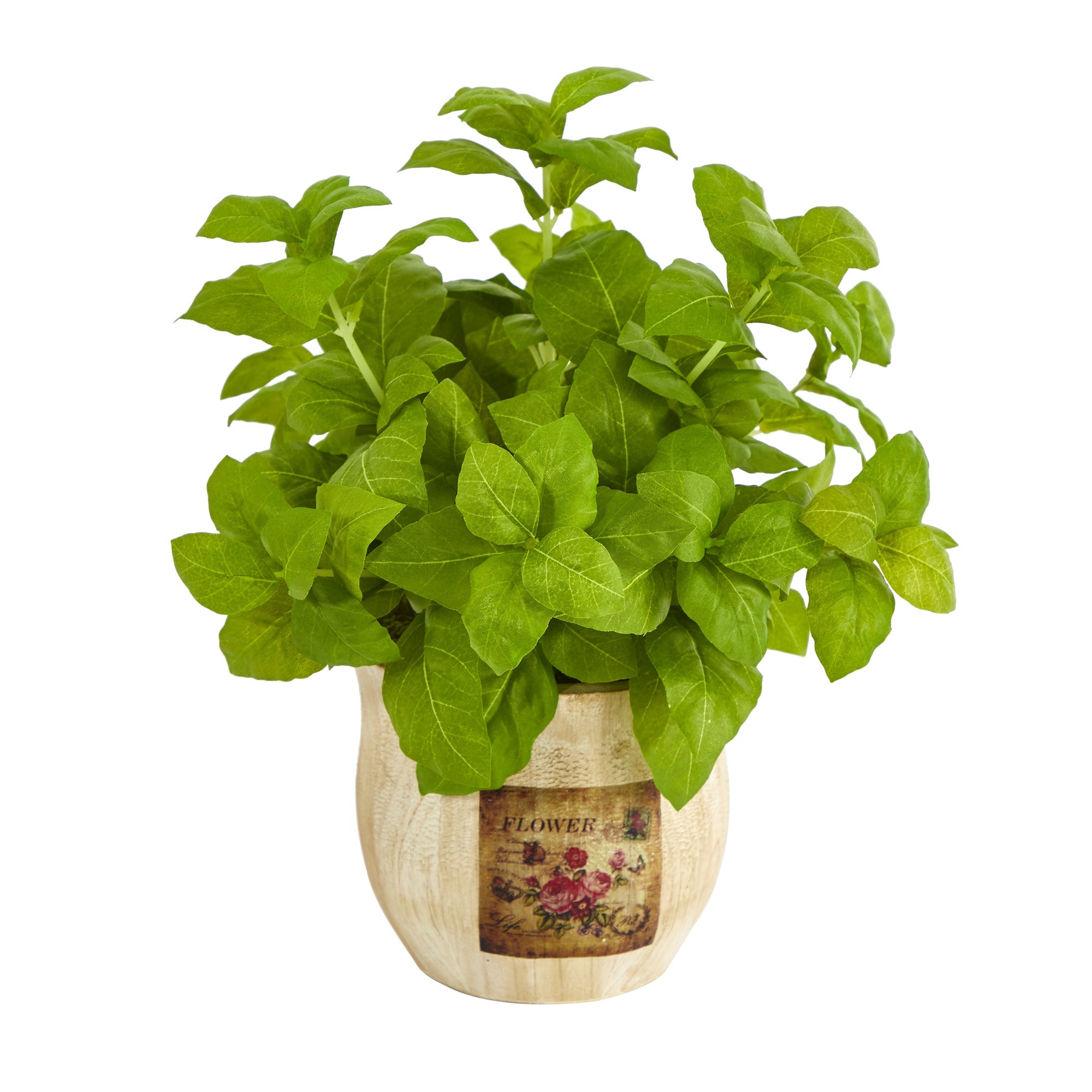 12" Basil Artificial Plant in Decorative Planter
