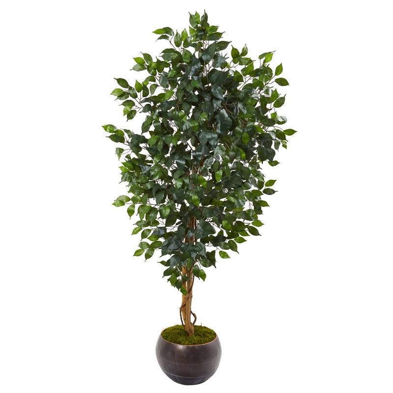 64"  Ficus Artificial Tree in Metal Bowl