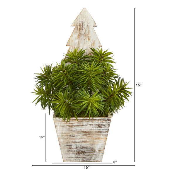 15" Succulent Artificial Plant in Christmas Tree Planter