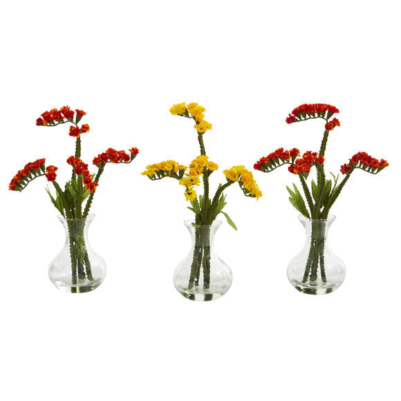 10" Baby Breath Artificial Arrangement in Vase (Set of 3)