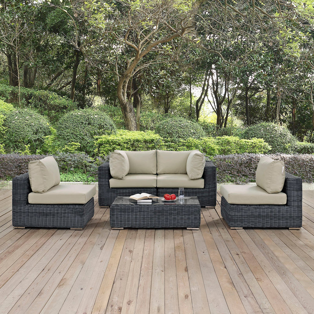 Summon 5 Piece Outdoor Patio Sunbrella¨ Sectional Set by Modway