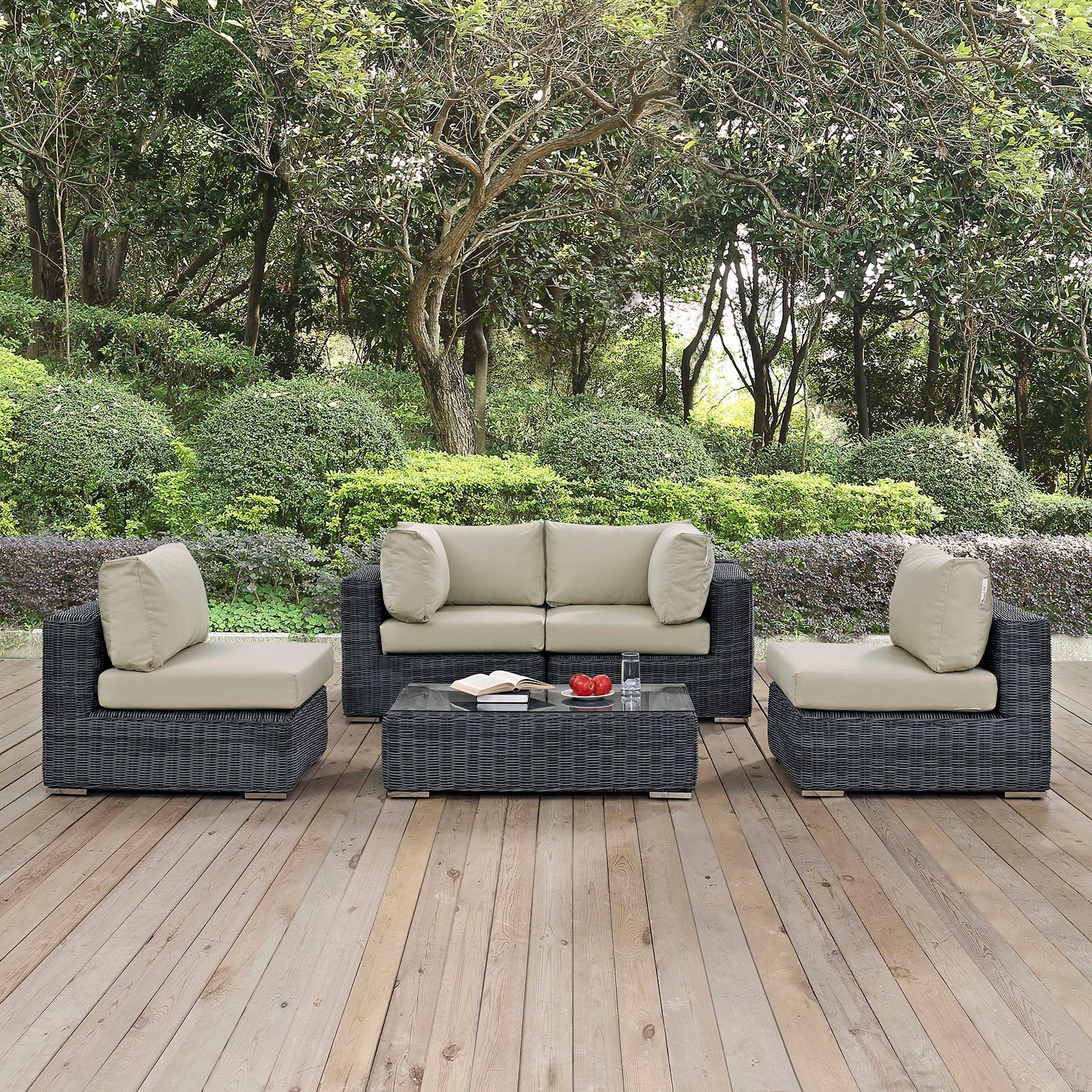 Summon 5 Piece Outdoor Patio Sunbrella¨ Sectional Set by Modway