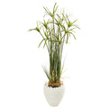 47"  Papyrus Artificial Plant in White Planter