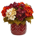 Hydrangea Berry Artificial Arrangement in Red Vase