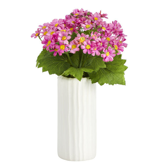13" Daisy Artificial Plant in White Planter