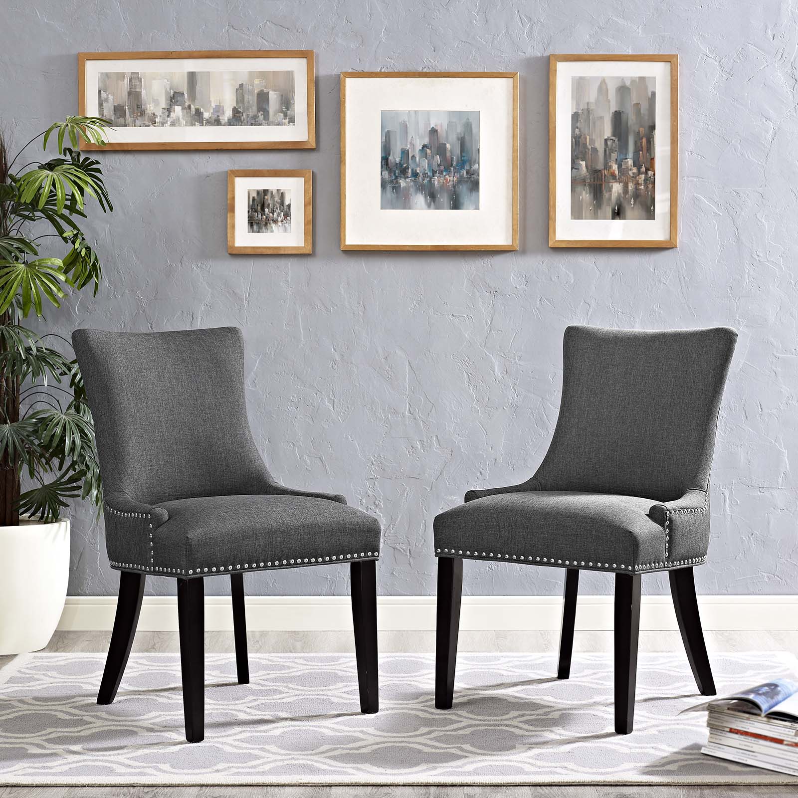Marquis Fabric Dining Side Chair Set of 2 by Modway