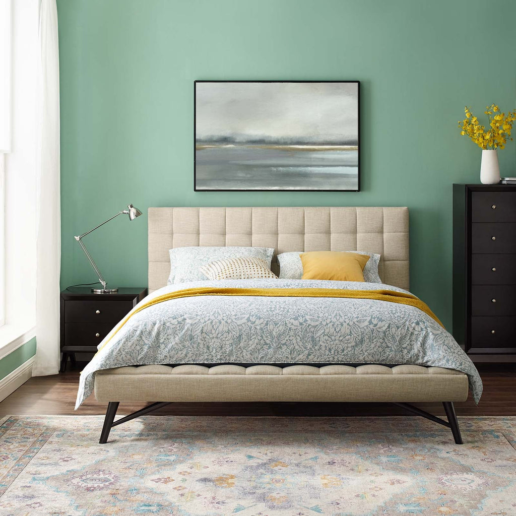 Julia Biscuit Tufted Upholstered Fabric Queen Platform Bed by Modway