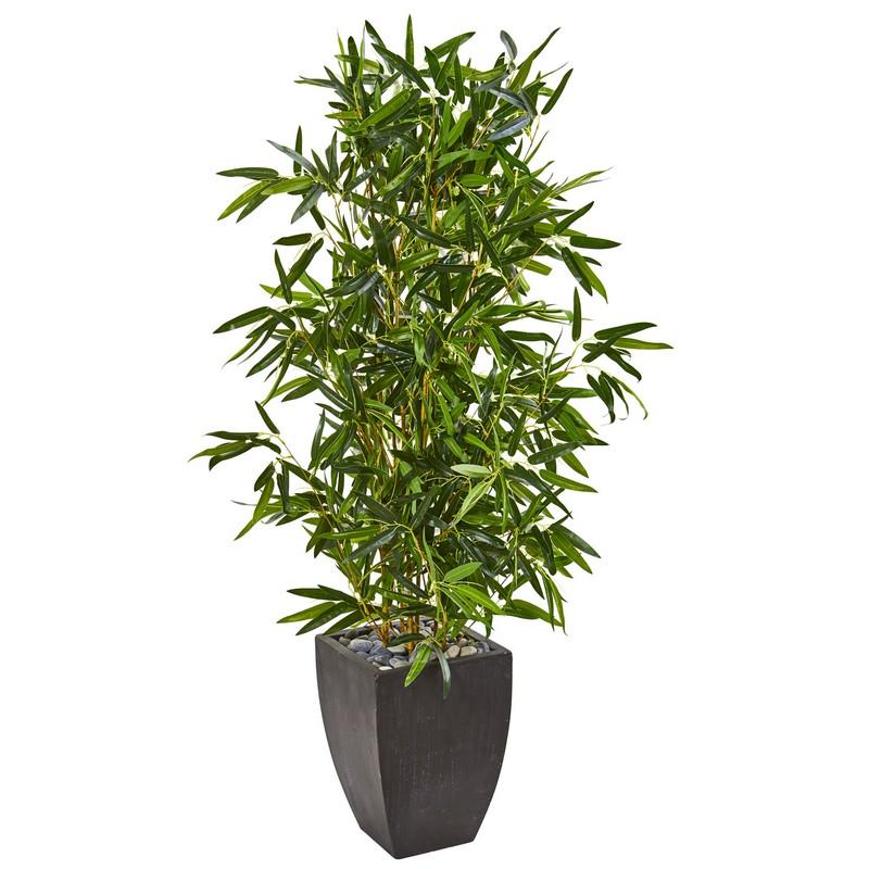 5' Bamboo Artificial Tree in Black Planter (Real Touch) UV Resistant