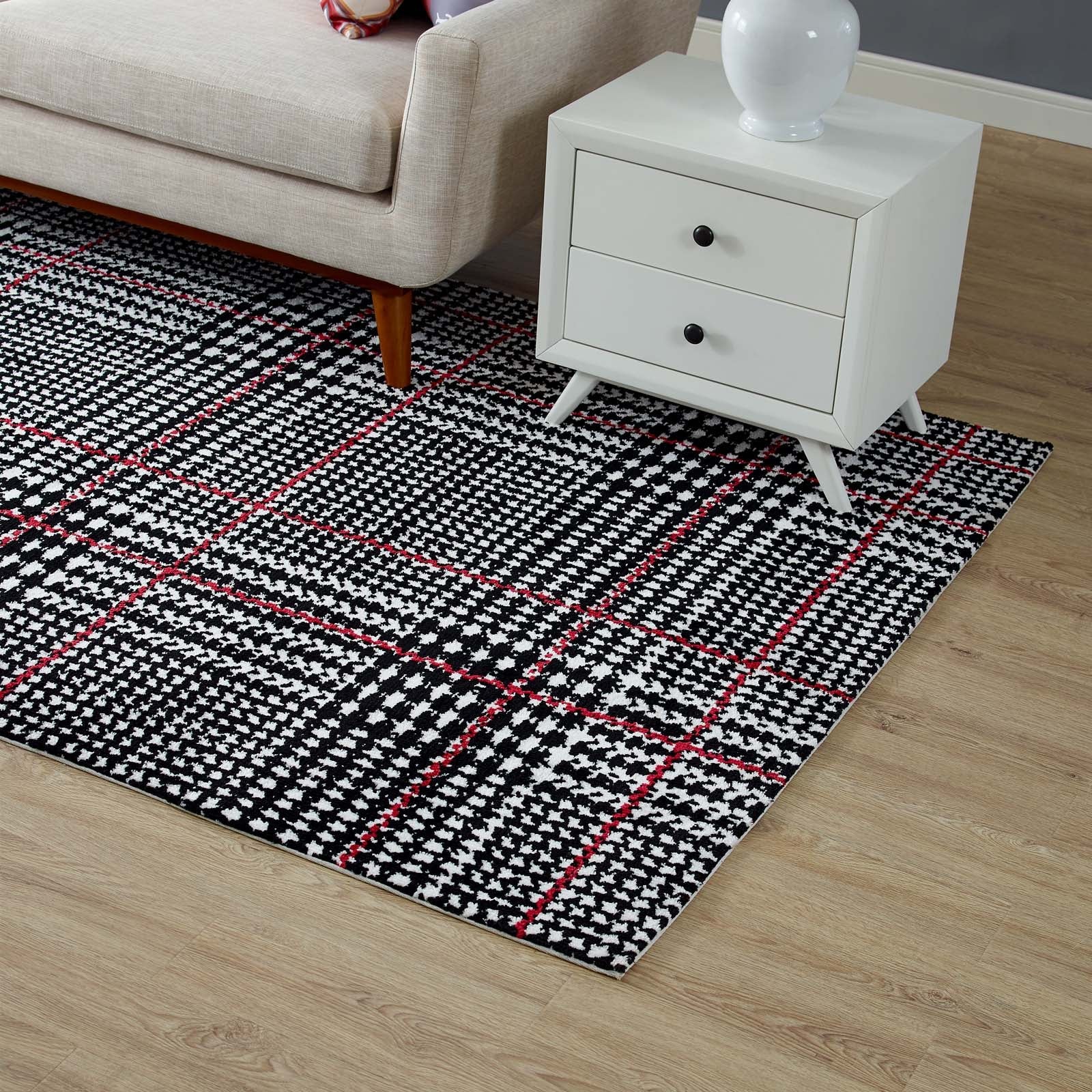 Kaja Abstract Plaid 5x8 Area Rug by Modway